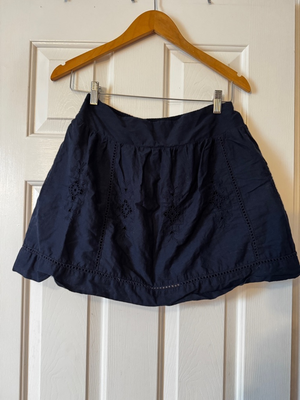 J.Crew Drake Navy Blue 100% Cotton Eyelet Mini Skirt - Size 0